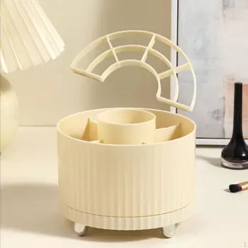 Подставка-органайзер для кистей, контейнер для хранения косметики для туалетного столика жёлтый