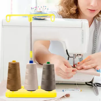 Подставка-органайзер для швейных ниток со съемным держателем катушек жёлтый