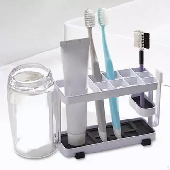 Подставка-органайзер для ванной комнаты, держатель для электрической зубной щетки на 10 слотов, настольная нескользящая подставка белый