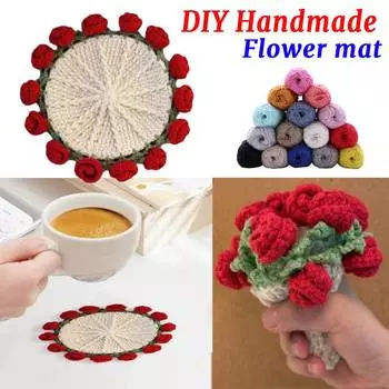 Подставка под букет роз DIY Материал для ручной работы Упаковка/Готовая вязка крючком Цветочное одеяло Подставки под цветы для домашнего стола Настольная