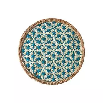 Подставка под чайную чашку из ротанга и бамбука, плетеная вручную в ретро-стиле, цветная, круглая, с защитой от ожогов и теплоизоляцией 36x36cm чёрный