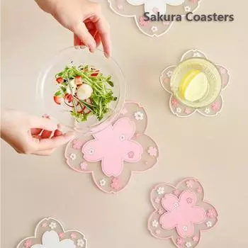 Подставка под чашку с изображением цветущей вишни, коврик для подставки под чашку с изображением сакуры, изоляционные коврики для стола, подставки под кружку для чая и молока, 1 шт.