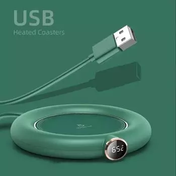 Подставка под чашку с подогревом от USB, подставка под кружку с постоянной температурой, 3-скоростной цифровой дисплей, регулировка времени нагрева для молока