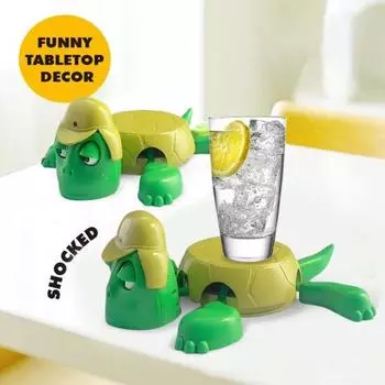 Подставка под черепаху с открытыми глазами, держатель для чашки, поднимает руку, ногу, хвост, голову, необычный защитник для стола в виде черепахи, забавный подарок для любителя черепах