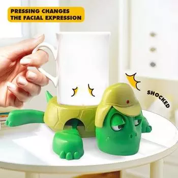 Подставка под черепаху с открытыми глазами, держатель для чашки, поднимает руку, ногу, хвост, голову, необычный защитник для стола в виде черепахи, забавный подарок для любителя черепах жёлтый/зелёный