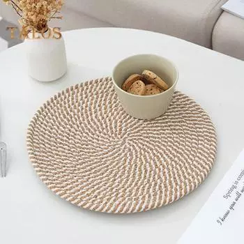 Подставка под горячее из хлопковой веревки диаметром 30 см, термостойкая, большая, в деревенском стиле, подставка под миску для горячих блюд, декор кухонного стола коричневый