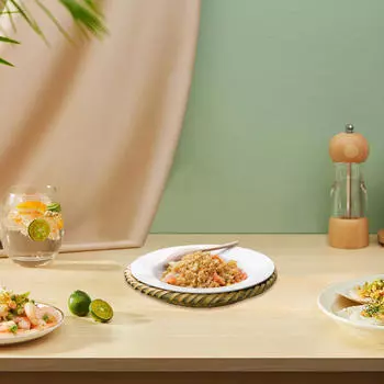 Подставка под горшок бамбуковая тарелка подарок на новоселье круглая плетеная салфетка для праздника S