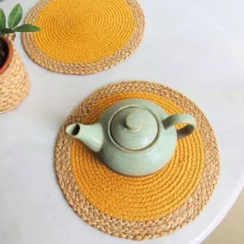 Подставка под обеденный стол 30 см Круглая подставка - Желтый (Одиночное кольцо) | Используется как декоративная подставка для центра стола/Подарки на новоселье для нового дома Pack of 1