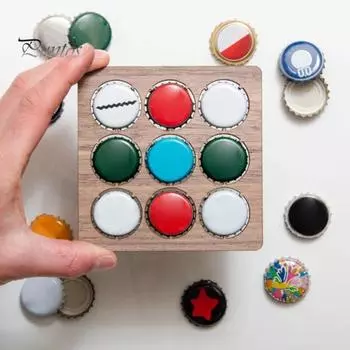 Подставка под пивную крышку для мужчин, подарок любителям пива, домашний декор для мужчин, вмещает 9 крышек, отделка под дерево в деревенском стиле, подарок для него, подарки для папы