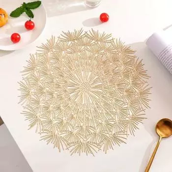 Подставка под приборы Dandelion Nordic Western Restaurant, изоляционный коврик для обеденного стола, однотонный коврик для украшения дома Gold 6 pieces