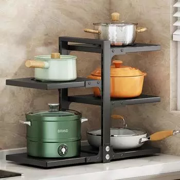 Подставка под раковину для кастрюль из нержавеющей стали, многослойная сковорода, рисоварка, подставка для хранения, бутылка для приправ, органайзер для мусора