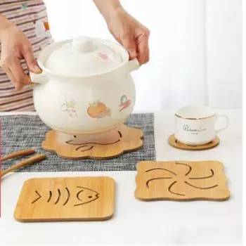 Подставка под стакан 1шт теплоизоляция Противоскользящий коврик Утолщенный коврик для полой кастрюли Коврик для тарелок Кухонный бамбук