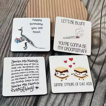 Подставка под стакан деревянная на День святого Валентина квадратная подставка под стакан с напечатанными словами узоры кухня столовая