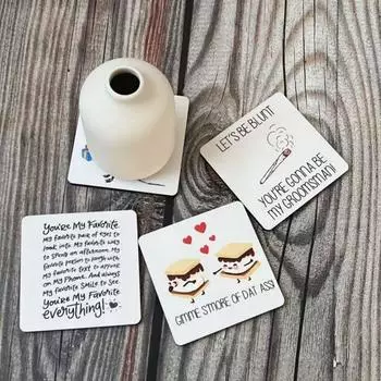 Подставка под стакан из дерева на День святого Валентина, квадратная подставка под стакан с напечатанными словами, для кухни, столовой, подставка под стакан, украшение для стола, подарок для влюбленных пар A