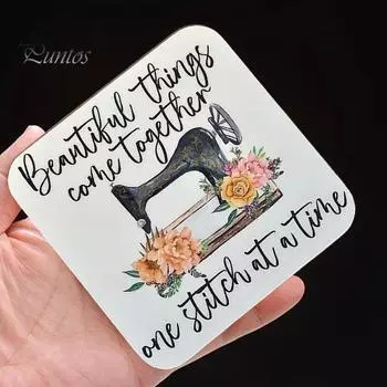 Подставка под стакан из дерева, тематическая подставка под чайную чашку, изоляционная подкладка, винтажная подставка под стакан с принтом, праздничный подарок для любителей шитья и чтения A