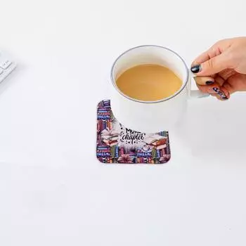 Подставка под стакан из дерева, тематическая подставка под чайную чашку, изоляционная подкладка, винтажная подставка под стакан с принтом, праздничный подарок для любителей шитья и чтения