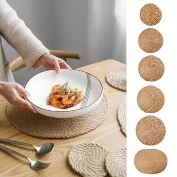 Подставка под стакан из льна в деревенском стиле, плетеная из травы, круглая подставка под стакан 11cm
