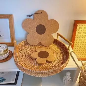 Подставка под стакан из пробки в форме цветка, симпатичная цветочная термостойкая подставка для обеденного стола, кухонные принадлежности, нескользящий коврик as show