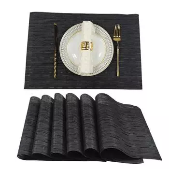 Подставка под стакан из ПВХ, антибактериальная, с защитой от плесени, нескользящая подставка под пищевую продукцию в западном стиле, изоляционный коврик для стола, кухонный обеденный коврик 30x45CM&Rectangular чёрный