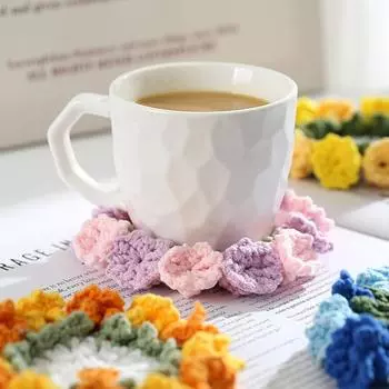 Подставка под стакан с цветочным узором, нескользящие подстаканники, декоративные салфетки, вязаные крючком, ландыши, многоразовые салфетки для стола, кухонные принадлежности коричневый