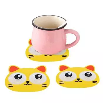 Подставка под стакан с изображением мультфильма, подвижные глаза, милый коврик для чашки чая, стеклянный держатель для напитков, подставка для стола