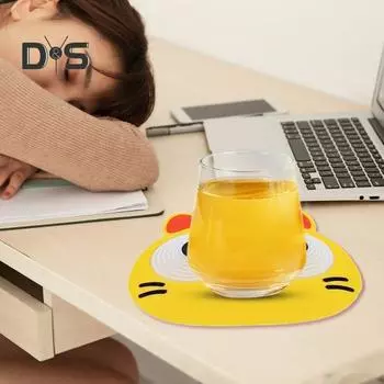 Подставка под стакан с мультяшным рисунком, подвижные глаза, милый коврик для чашки чая, стеклянный держатель для напитков, защита стола, устойчивая к ожогам и высоким температурам, подставка для дома жёлтый