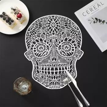 Подставка под стакан с термостойким черепом в стиле вестерн с полым ПВХ-изоляцией, декор для обеденного стола, нескользящий коврик 1Pcs золотой