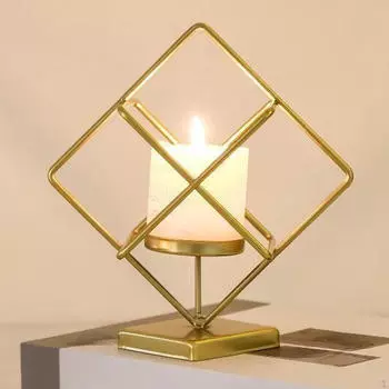 Подставка под свечи для настольных мероприятий и праздников Square gold