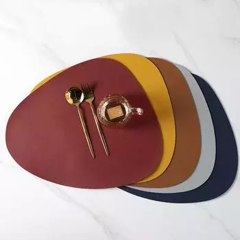 Подставка под тарелку из искусственной кожи в скандинавском стиле, водонепроницаемая, теплоизолированная, нескользящая, для стола, для кухни 1pcs