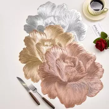 Подставка под тарелку с цветочным рисунком, подставка под стол из ПВХ, устойчивая к высоким температурам, нескользящая подставка под тарелку золотистый