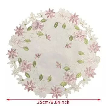 Подставка под тарелку с вышитым цветком розы, подставка под чашку, коврик для стола, кухонный инвентарь 25cm