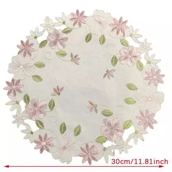 Подставка под тарелку с вышитым цветком розы, подставка под чашку, коврик для стола, кухонный инвентарь 30cm