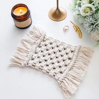 Подставка ручной работы, квадратный дизайн, декор для домашнего стола, подставка для кофейной чашки, термостойкая, разноцветная, противоскользящая, аксессуары