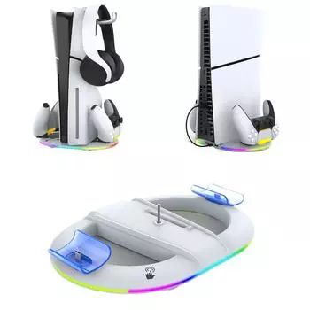 Подставка с крепежным винтом, прочная подставка с подсветкой для консоли PS5 Slim E чёрный