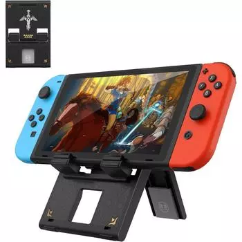 Подставка Switch, складная игровая подставка для консоли Switch, регулируемый держатель в стиле Zelda для Nintendo Switch/OLED/Lite/Steam Deck/Ipad/Smartphone/Kindle 13.5*9.4*1.3cm чёрный