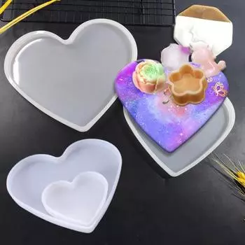 Подставка в форме сердца, силиконовая форма, поднос для ювелирных изделий, подсвечник, УФ-форма из смолы M