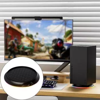 Подставка Yousheng Cooling Base с RGB-подсветкой, высокая устойчивость, нескользящая конструкция, вертикальная охлаждающая док-станция для игровой консоли с USB-портом чёрный