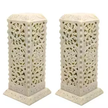 Подставки для благовоний Agarbati Pooja из мыльного камня и мрамора с 6 Dhoop Batti, набор из 2 шт.