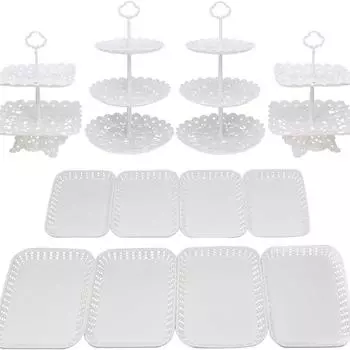 Подставки для кексов Пластиковая подставка для десертов Поднос для сервировки Фруктовая тарелка для свадьбы, дня рождения, вечеринки, фруктовые десерты, конфеты