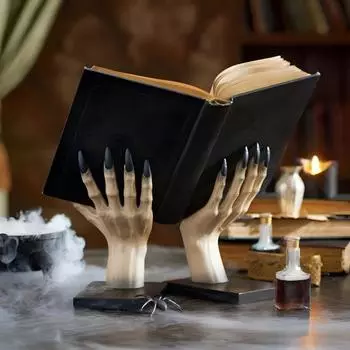 Подставки для книг на Хэллоуин, ведьма, рука, подставка для книг, готический декор для дома, полки, настольные страшные руки ведьмы, держащие подставку для книг, декор для комнаты на Хэллоуин