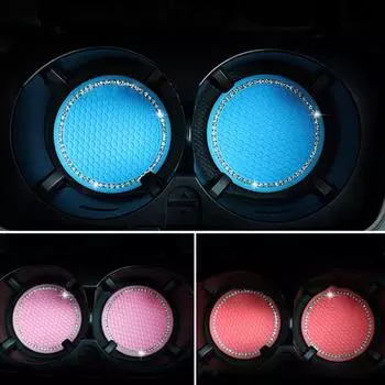 Подставки для стаканов с водой в автомобиле, нескользящие, алмазные, со стразами, резиновые коврики для подставок под бутылки, подставки для салона автомобиля, противоскользящие подстаканники