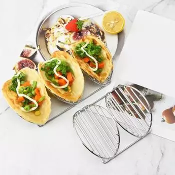 Подставки для тако из нержавеющей стали для 3 тако. Нержавеющие подносы для тако.