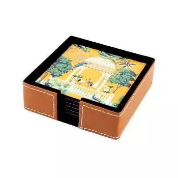 Подставки из кожи - Подставки под чай - Аксессуары для декора обеденного стола - Набор подставок для обеденного стола под горячее - Подставки под чашки, набор из 6 штук