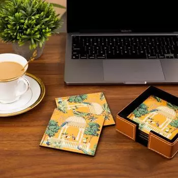 Подставки из кожи - Подставки под чай - Аксессуары для декора обеденного стола - Набор подставок для обеденного стола под горячее - Подставки под чашки, набор из 6 штук