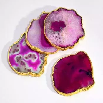 Подставки из натурального агата, барные подставки для пива, кофе, чая, набор из 4 подставок, идеальные настольные аксессуары, посуда