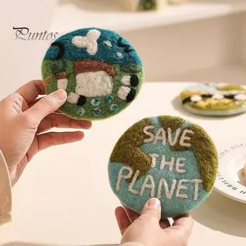 Подставки из войлока, впитывающие подставки под круглые столы, термостойкие подставки под стаканы, толстые подставки из войлока ручной работы для напитков и декора A