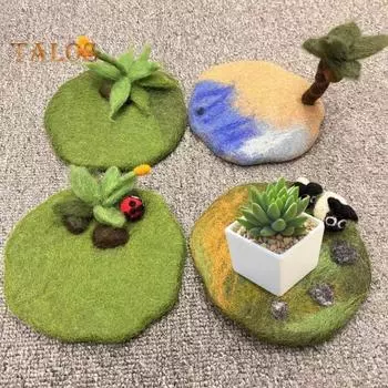 Подставки из войлока, впитывающие подставки под стаканы, изготовленные вручную, термостойкие подставки под стаканы, толстые квадратные декоративные коврики для напитков A