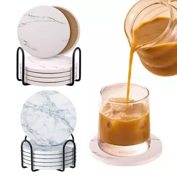 Подставки Керамические подставки для напитков с держателем 4-дюймовые круглые подставки для напитков Подставка для чашек для напитков