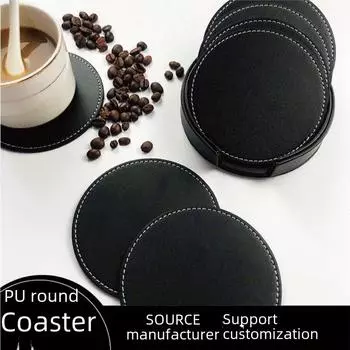 Подставки под чай из искусственной кожи с прошитыми вручную краями и изоляционной прокладкой, с логотипом вашего предприятия.