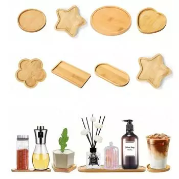 Подставки под чашки из бамбука, дозатор мыла, поднос, органайзер для украшений, свечей, цветочный горшок, круглый поднос, декор для кухни и ванной комнаты